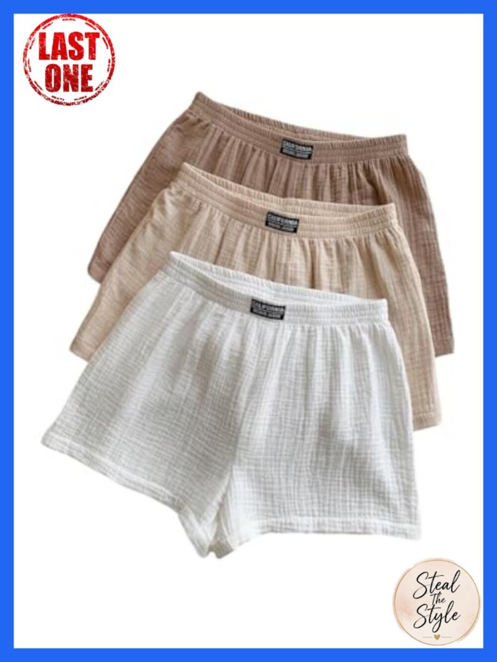 3 Pack Waffle Knit Lounge Shorts for Women Elastic Waist Wide Leg Casual Summer